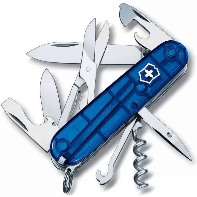 Couteau Suisse Victorinox Climber Bleu Translucide 3 Couteau Suisse Victorinox Climber Bleu Translucide