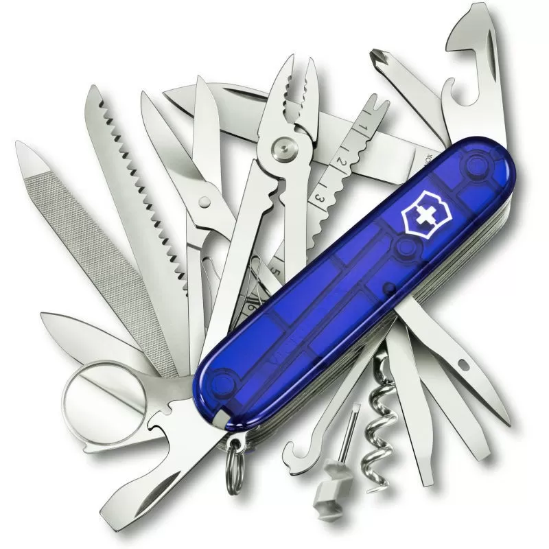 Couteau Suisse Victorinox Swisschamp Bleu Translucide 3 Couteau Suisse Victorinox Swisschamp Bleu Translucide