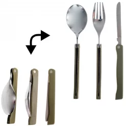 Couvert Camping Couvert Pliant CAO 3 Pièces Inox Avec Housse