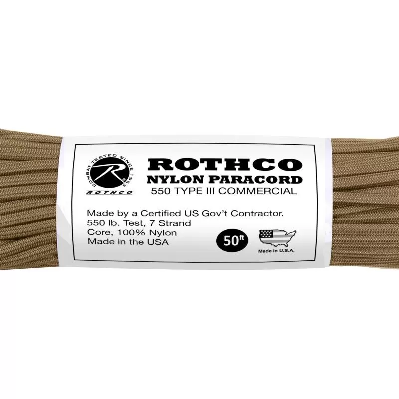 Corde Et Cordelette Paracorde 550 15 Mètres Rothco Nylon Paracord Coyote 4 Corde Et Cordelette Paracorde 550 15 Mètres Rothco Nylon Paracord Coyote – Image 2