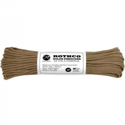 Corde Et Cordelette Paracorde 550 15 Mètres Rothco Nylon Paracord Coyote