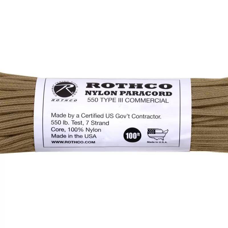 Corde Et Cordelette Paracorde 550 30 Mètres Rothco Nylon Paracord Coyote 4 Corde Et Cordelette Paracorde 550 30 Mètres Rothco Nylon Paracord Coyote – Image 2