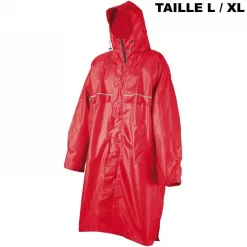 Poncho Camp Cagoule Front Zip Rouge Taille L/XL